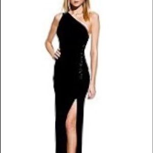 Black one shoulder ball gown